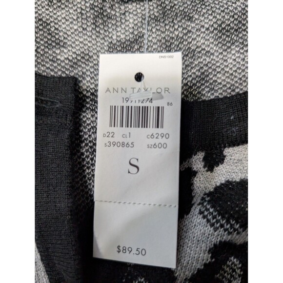 Ann Taylor Cardigan Sweater Womens Small Gray Black Leopard Button Front NWT - Picture 9 of 9